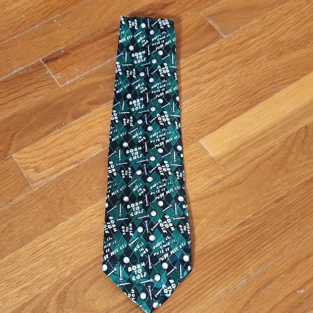 Men's Green Golf Pattern Tie